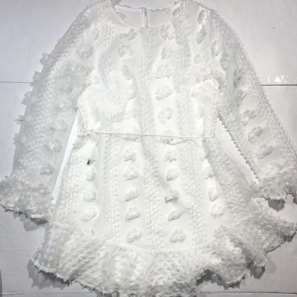 Indikah By Angel Biba White Fairy/Cottage Core Ruffle Chiffon Dress NWT Size M - Picture 3 of 15